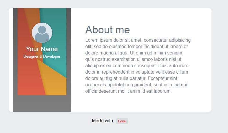 portfolio about me with html css