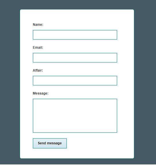 contact form using html and css