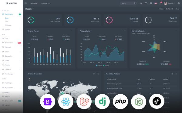 Minton - 8 in 1 Admin & Dashboard Template