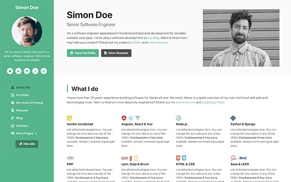 Template DevCard - Developer Portfolio & Resume