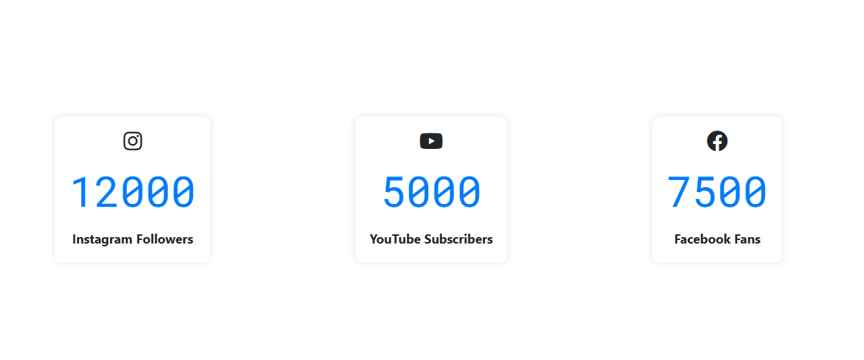 social bootstrap 5 number counter animation