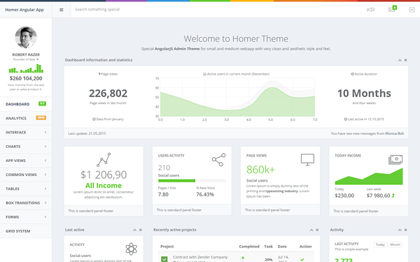 Homer theme premium admin