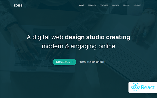 Beautiful template with React type homepage