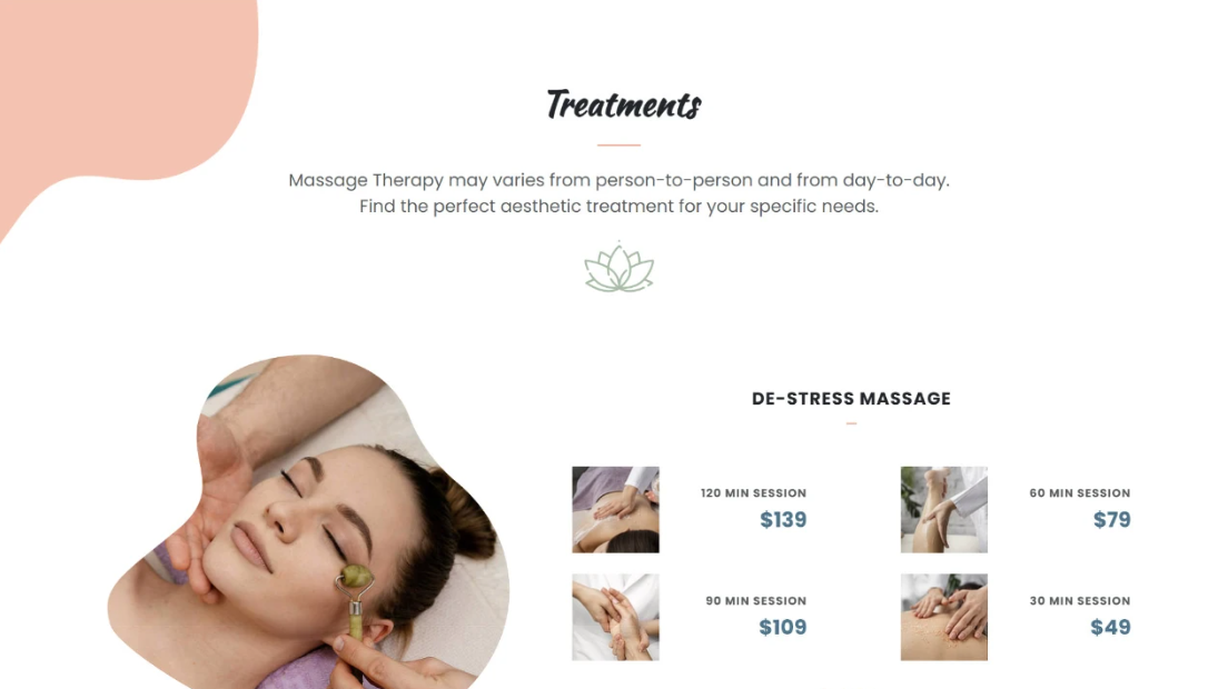 Site Responsive One Page Template for Spa & Beauty Centers