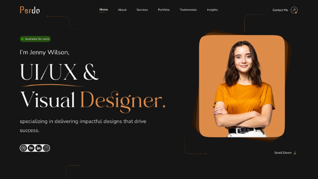 Perdo – Elegant Portfolio Template for Designers & Freelancers