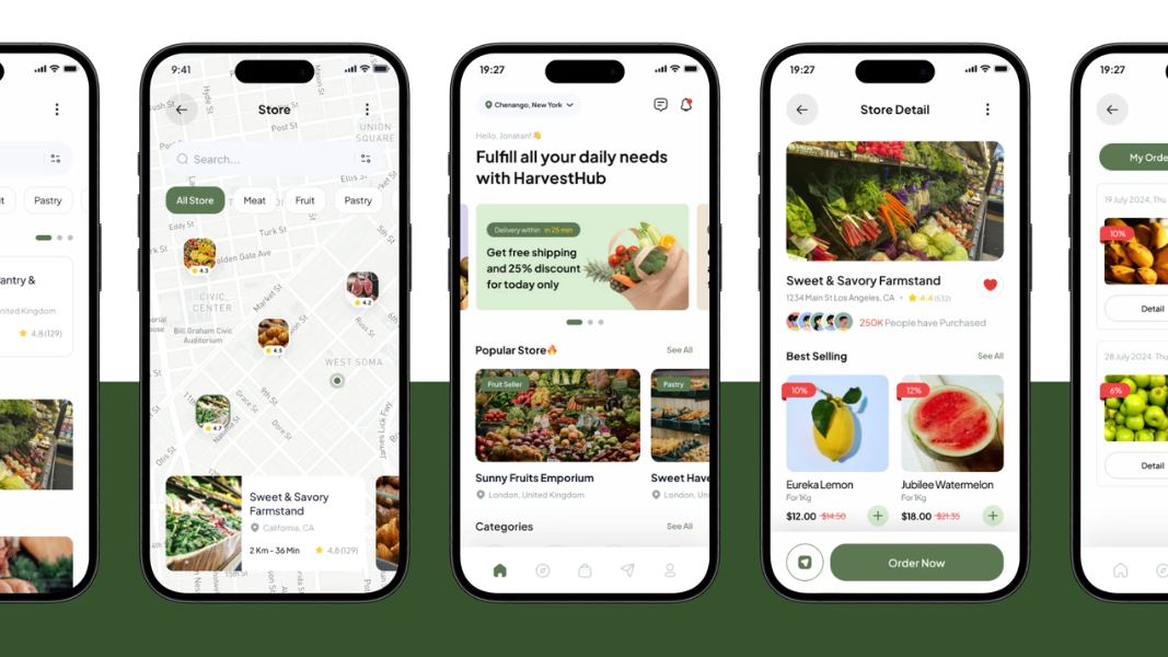 HarvestHub – Complete Mobile UI Kit for Local Market & Supermarket Apps