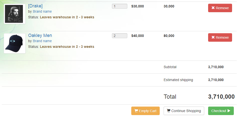 Lightweight Shopping Cart System with PHP and MySQL Integration screenshot