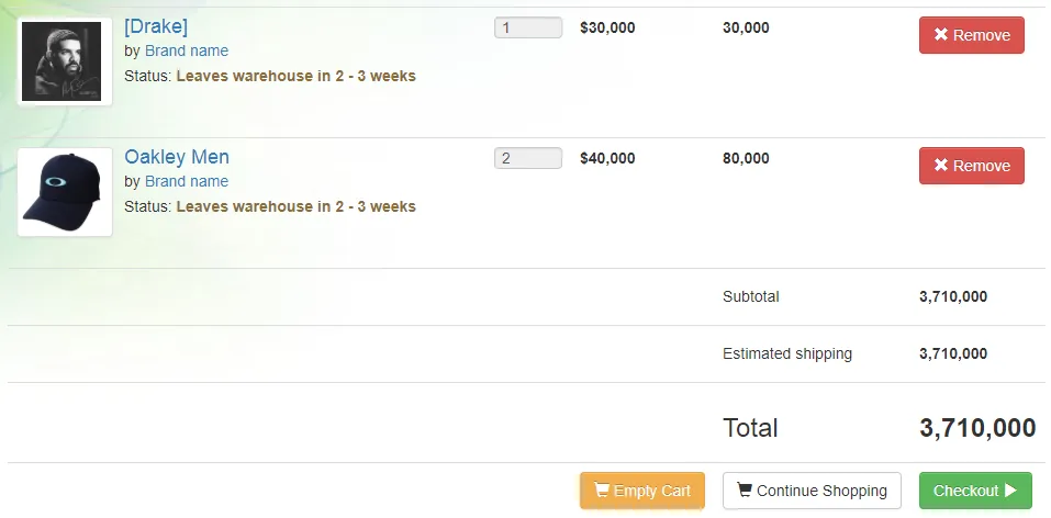 Lightweight Shopping Cart System with PHP and MySQL Integration screenshot