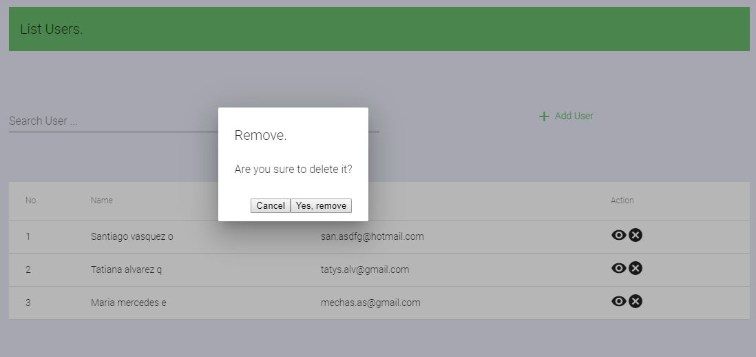 form angular 6 add, list, delete