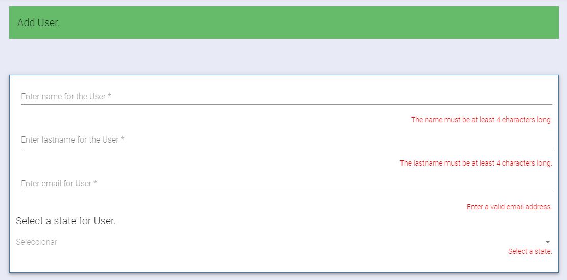 form angular 6 add, list, delete